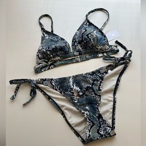 Shade & Shore blue black gold python bikini. NWT